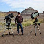 Astronmer Enthusiast John Lancaster in front of the Tee Pees